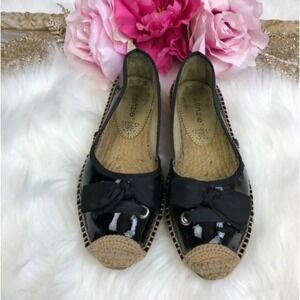 Kenzie Espadrille Flats Black Bow Accent Casual Shoes‎ Size 8